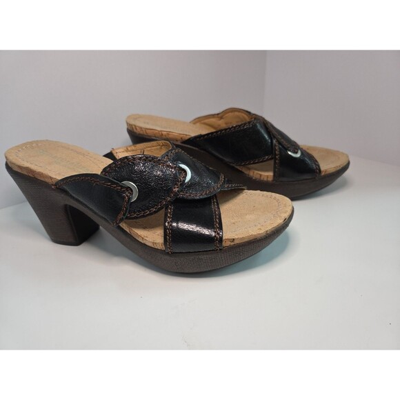 Naturalizer N5 Comfort Style Denton Sz 7N High heeled slip on leather sandals - Picture 1 of 11